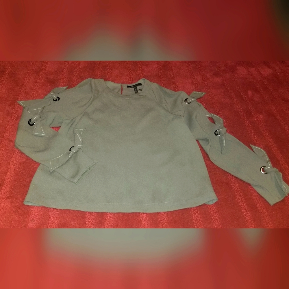 BCBGMaxazria Top w/ Tie Up Sleeves